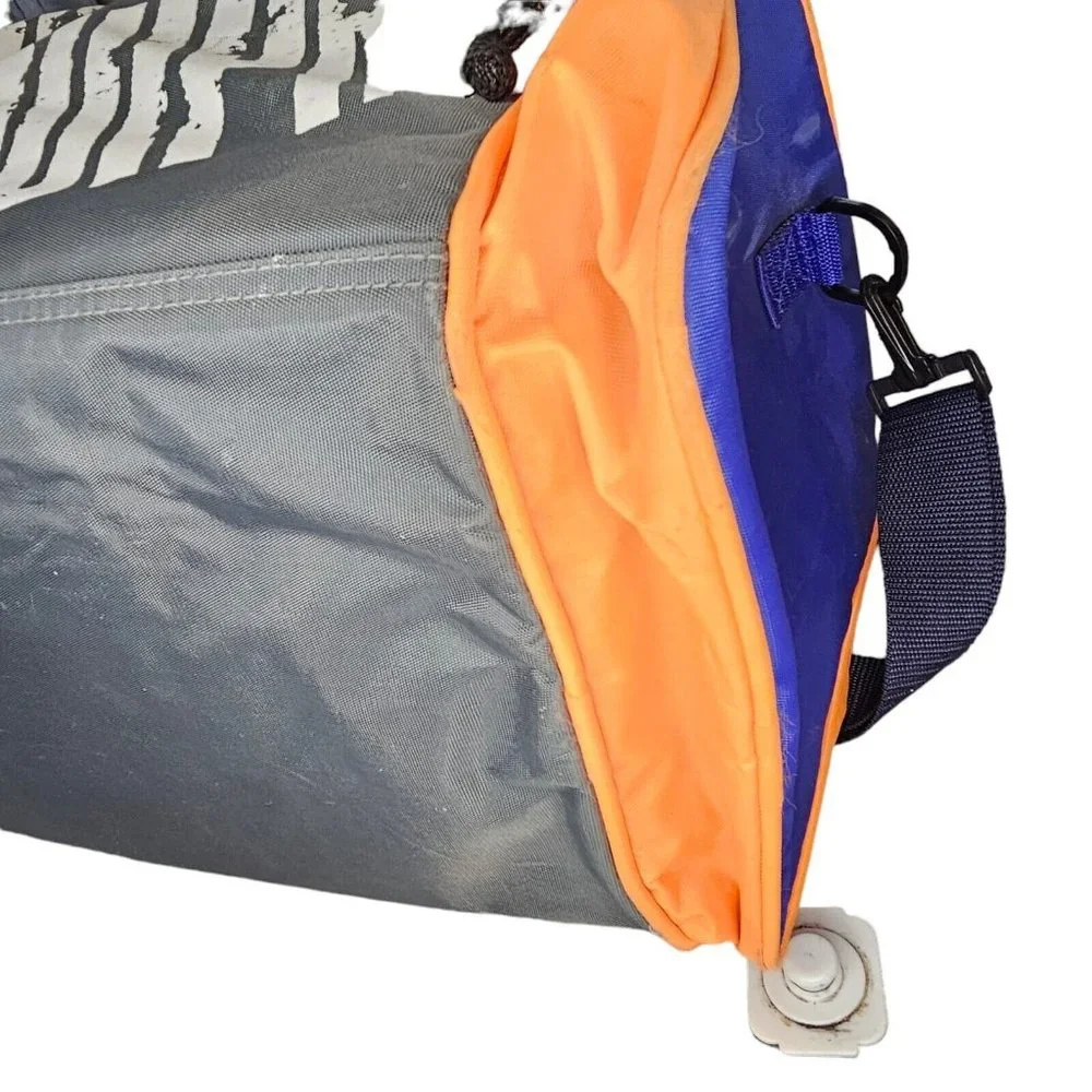 Vintage 90s Bugle Boy Duffle Gym Bag‎ Weekender Overnight Blue Orange Streetwear